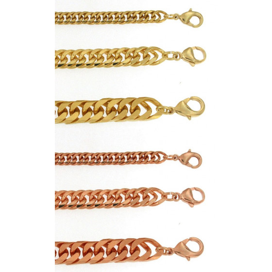 Bracelet Double-Curb Chain Gold or Rosegold Plated or Doublé
