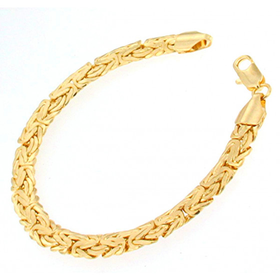 Bracciale Bizantina placcato oro ovale 7 mm 23 cm