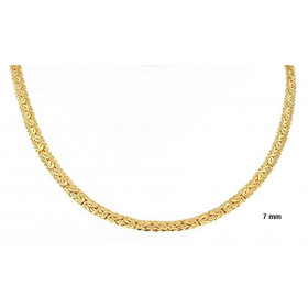 Chaine Byzantine maille royale ovale plaqué or 7 mm 65 cm