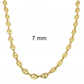 Collana catena chicco di caffe oro doublé 12 mm 65 cm