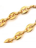 Necklace coffee bean Chain Gold Doublé 12 mm 65 cm