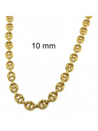 Necklace coffee bean Chain Gold Doublé 12 mm 65 cm