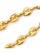 Kaffebohnenkette Gold Doublé Goldkette 12mm breit, 100cm lang Halskette Damen Herren