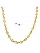 Necklace coffee bean Chain Gold Doublé 12 mm 100 cm