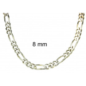 Figarokette 925 Silber 7,5 mm breit 55 cm lang Halskette