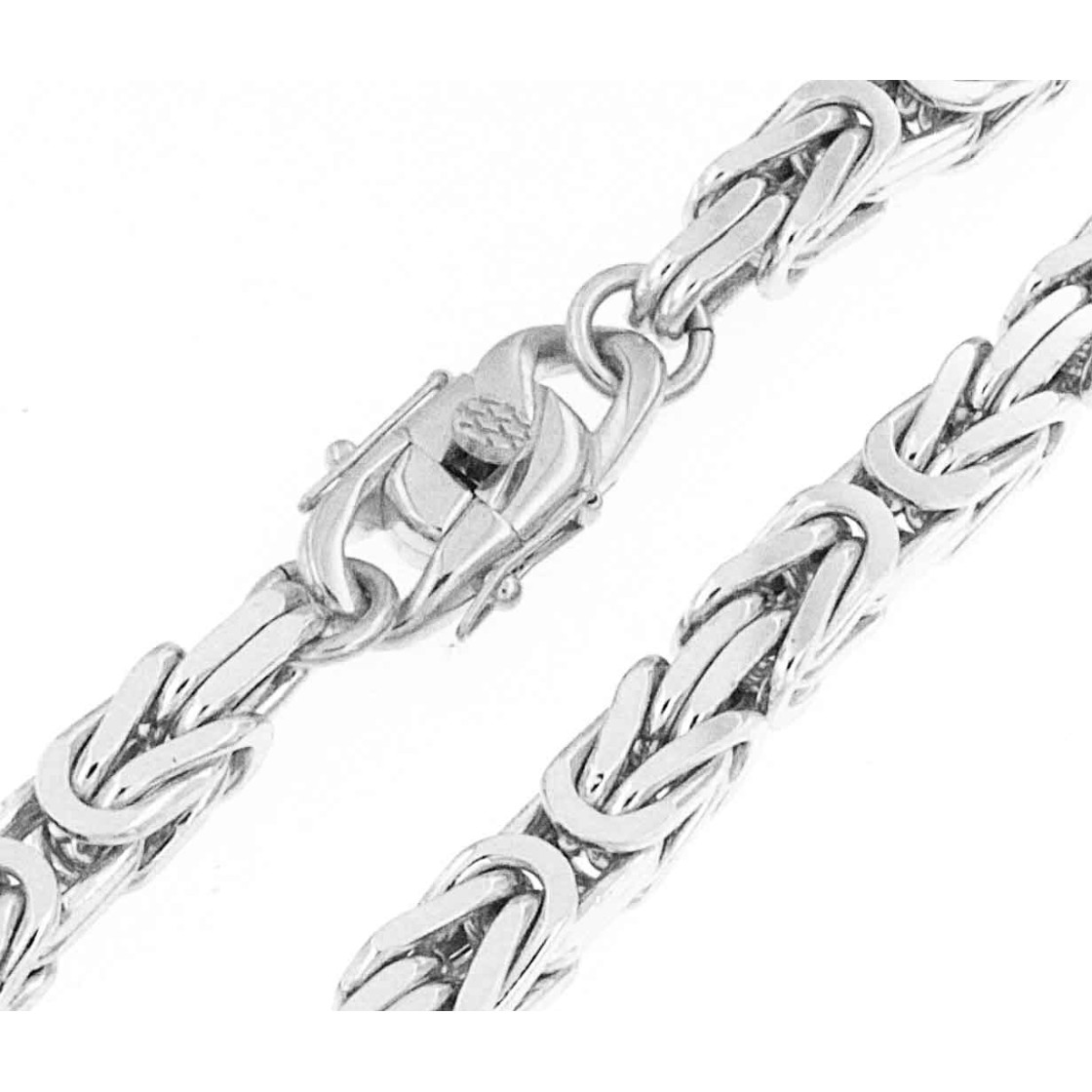 Collier Chaîne Royale Byzantine En Argent Plaqué - Unisexe, Fabriqué En Italie - Longueur Au Choix