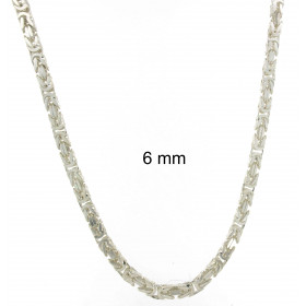 Collana catena Bizantina placcata argento chiusura di sicurezza 7 mm 65 cm