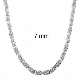 Collana catena Bizantina placcata argento chiusura di sicurezza 7 mm 65 cm