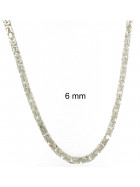 Collana catena Bizantina placcata argento chiusura di sicurezza 7 mm 65 cm