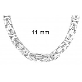 Collana catena Bizantina placcata argento chiusura di sicurezza 11 mm 80 cm