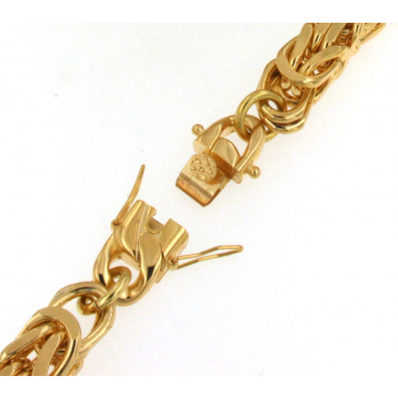Collar cadena Bizantina chapado en oro mosquetone de seguridad