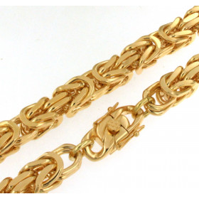 Collar cadena Bizantina chapado en oro mosquetone de seguridad