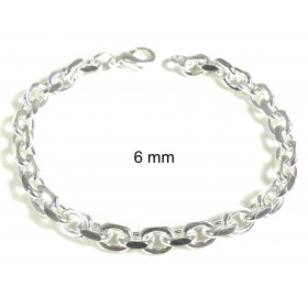 Bracelet chaine ancre plaqué argent 6mm 21cm