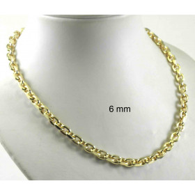 Collier chaine ancre or doublé 6 mm 45 cm