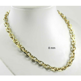 Collier chaine ancre or doublé 8 mm 45 cm