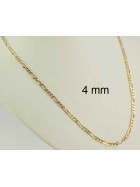 Figarokette Gold Doublé Goldkette 4mm breit, 45cm lang Halskette Damen Herren Anhängerkette