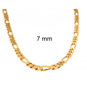 Collana catena Figaro placcata oro doublé 13 mm 65 cm