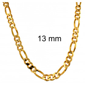 Collier chaine Figaro or doublé 13 mm 65 cm