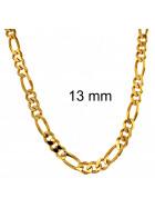 Figarokette Gold Doublé Goldkette 13mm breit, 75cm lang Halskette Damen Herren