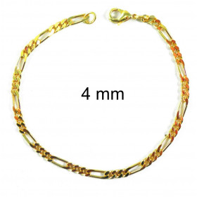 Bracelet chaine Figaro plaqué or 2 mm 16 cm