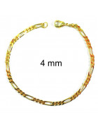 Bracelet chaine Figaro plaqué or 2 mm 16 cm