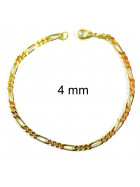 Bracelet chaine Figaro or doublé 4 mm 16 cm