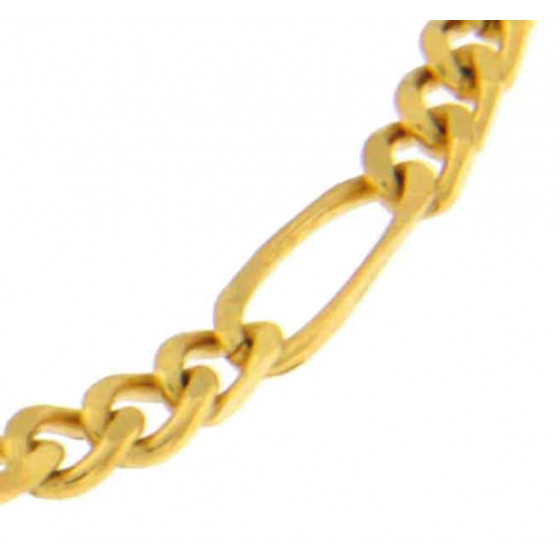 Bracelet Figaro Chain Gold Doublé 7 mm 25 cm
