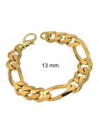 Bracelet Figaro Chain Gold Doublé 7 mm 25 cm