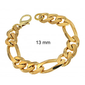 Bracelet chaine Figaro or doublé 13 mm 25 cm