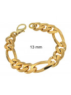 Figaro-Armband Gold Doublé 13 mm 26 cm