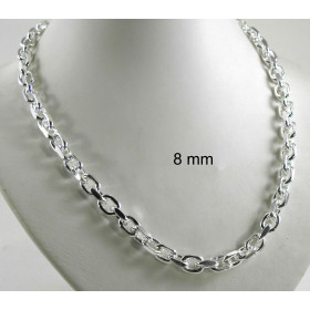 Necklace Anchor Chain Silver Plated 6 mm 40 cm