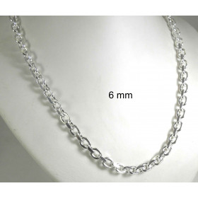 Collier chaine ancre plaqué argent 6 mm 50 cm