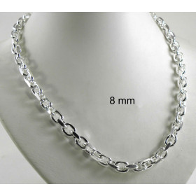 Collier chaine ancre plaqué argent 6 mm 50 cm