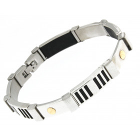 Mens Bracelet rubber stainless steel and gold