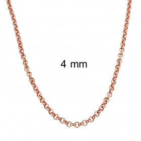 Collana catena Rolò placcata 18ct oro rosa 4 mm, 40cm