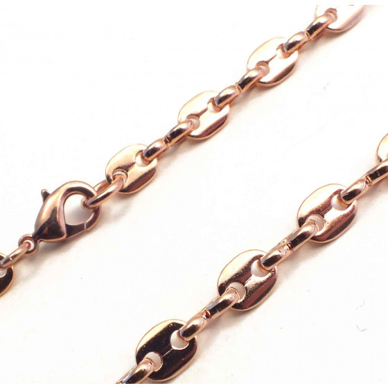 Kaffeebohnenkette rosevergoldet 3,7 mm breit, 40cm lang Halskette Damen Herren Anhängerkette