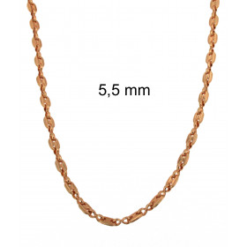 Collier chaine Grain de café  plaqué 18ct or rose 7 mm, 60cm