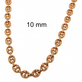 Collier chaine Grain de café  plaqué 18ct or rose 7 mm, 60cm