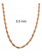 Collier chaine Grain de café  plaqué 18ct or rose 7 mm, 60cm