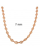 Collier chaine Grain de café  plaqué 18ct or rose 7 mm, 60cm