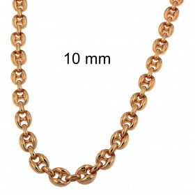 Kaffeebohnenkette Rosegold Doublé 10 mm breit, 100cm lang Halskette Damen Herren Anhängerkette