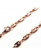 Necklace Coffee Bean Chain Rose Gold Doublé 10 mm 100 cm