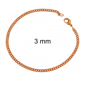 Curb Chain Bracelet Rosegold Doublé 3 mm 18 cm