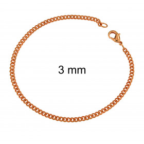 Bracelet chaine Gourmette or rose doublé 16,5 mm 21 cm