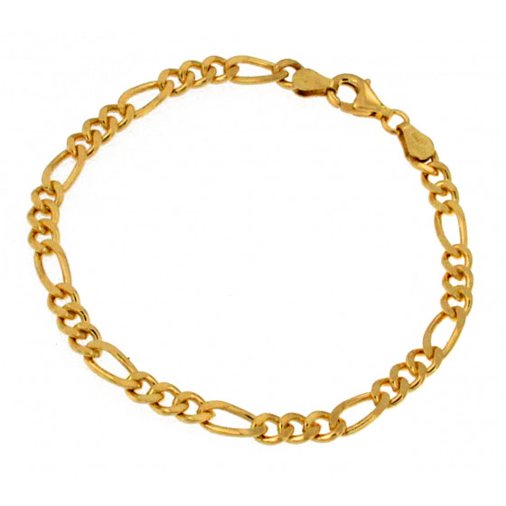 Bracelet Figaro Chain Sterling Silver 18kt Gold Plated