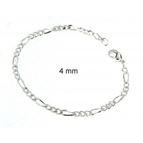 Bracelet Figaro plaqué argent 4 mm 16 cm bijoux hommes femmes