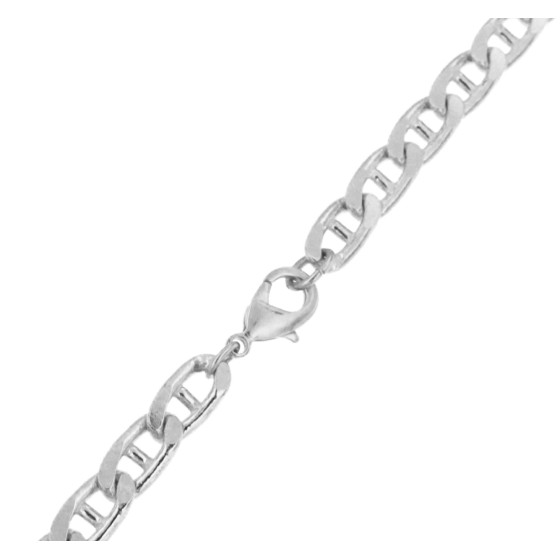 Collana catena Grumetta Traversino placcata argento 3 mm 55 cm