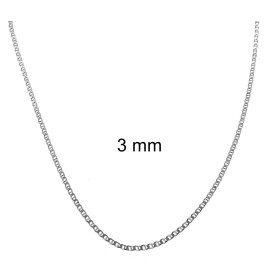 Collana catena Grumetta Traversino placcata argento 3 mm 55 cm