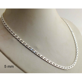 Collana catena Grumetta Traversino placcata argento 3 mm 55 cm