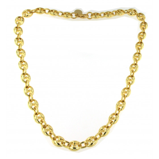 Collier chaine grain de café plaqué or 8 mm